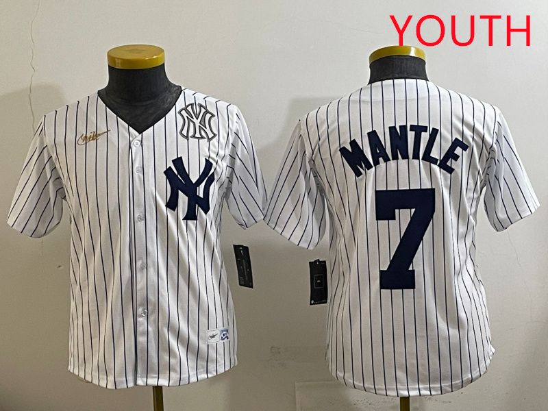 Youth New York Yankees #7 Mantle White 2025 Nike MLB jersey style 3